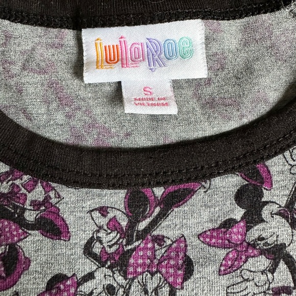 LulaRoe Minnie Mouse Randy tee size small black purple grey. - Picture 2 of 4